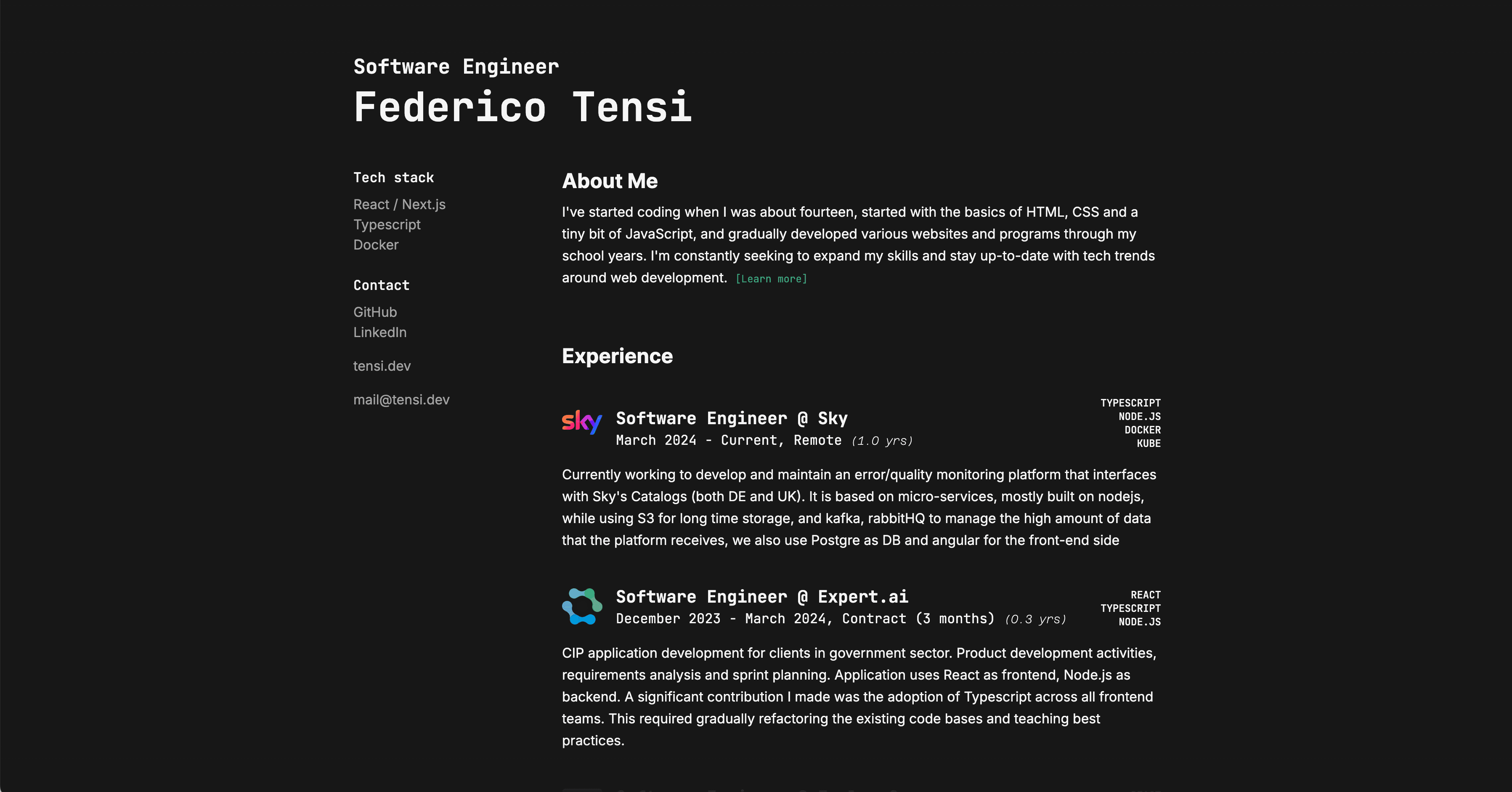 Personal Resume Website